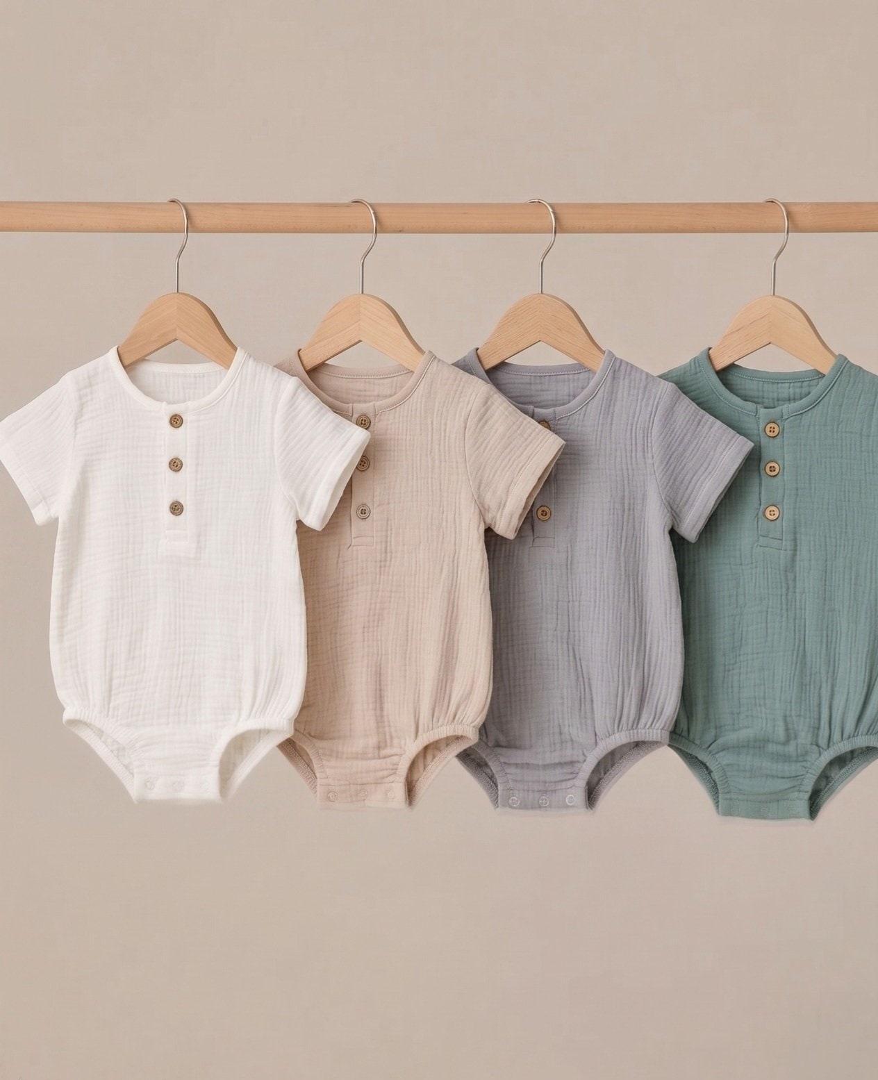 Organic Gauze Button Romper