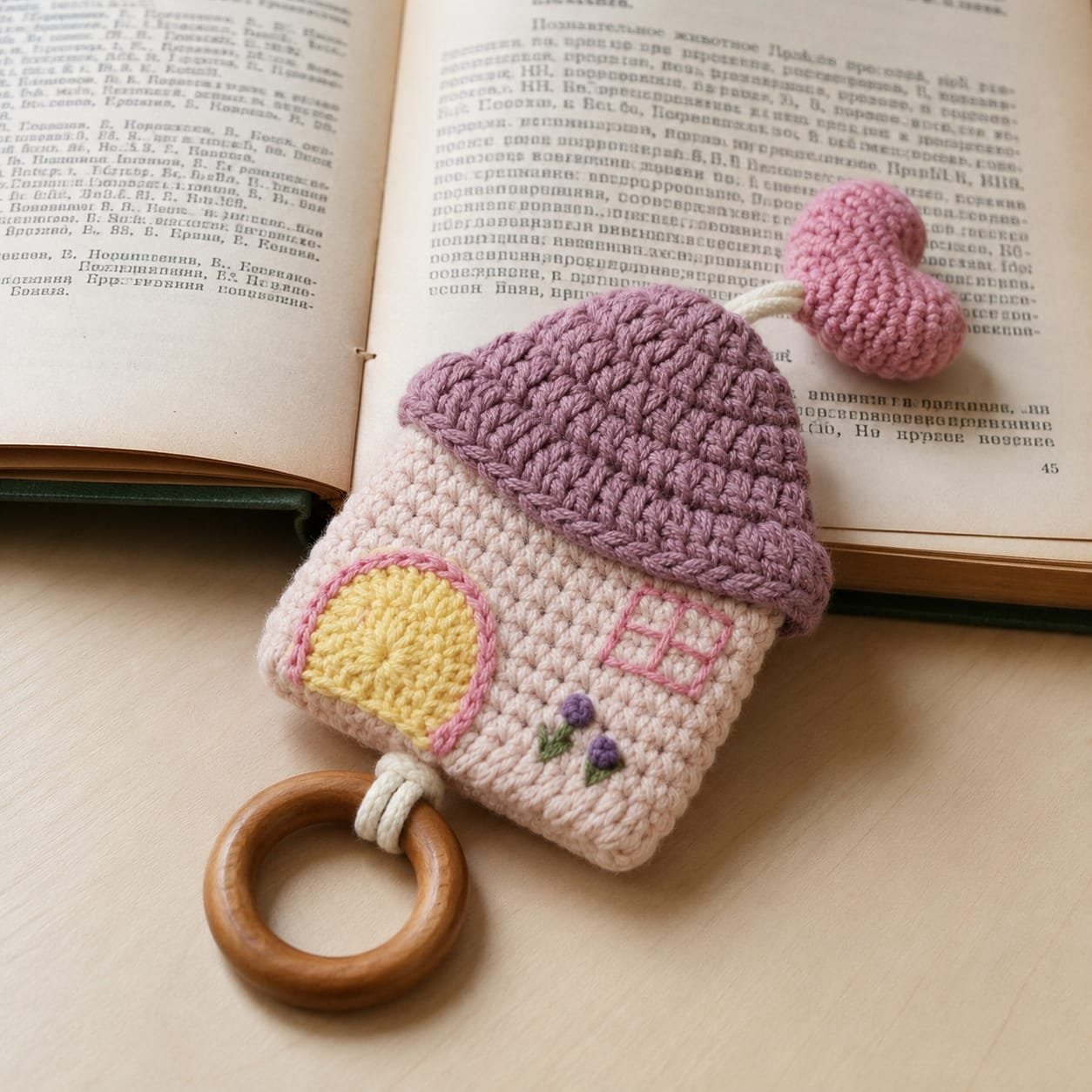 Little House Teething Ring - Pink/Purple