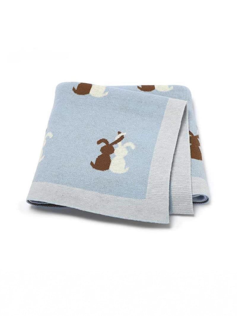 Bunny & Me Knit Blanket - Blue