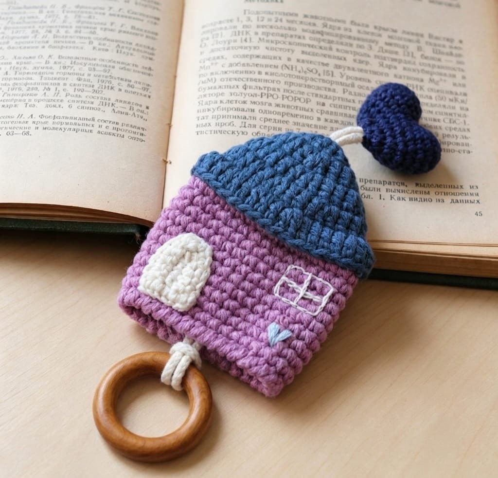 Little House Teething Ring - Blue/Purple