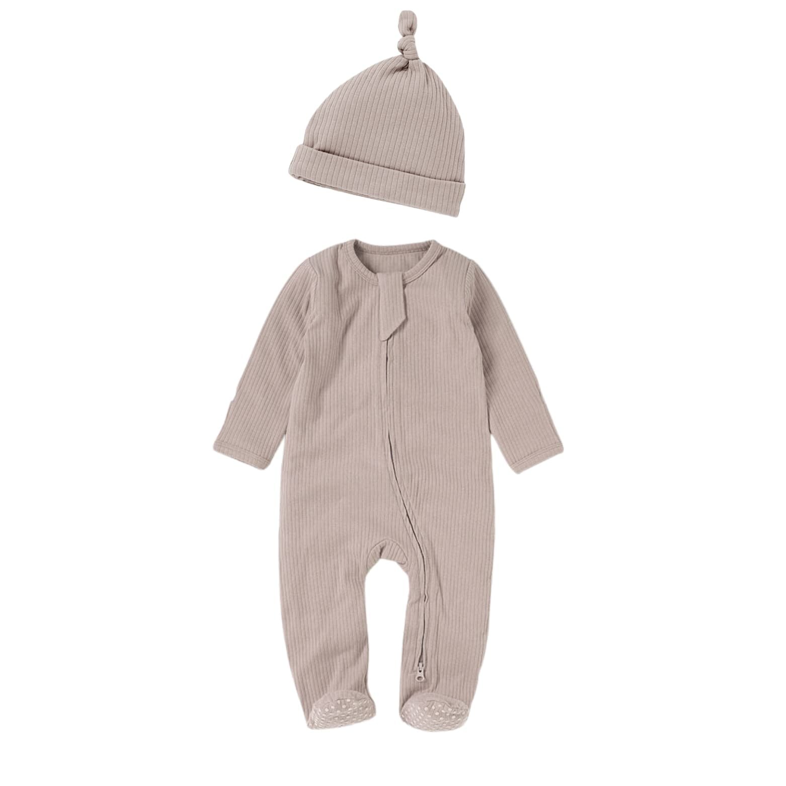 Ribbed Sleeper & Knot Hat Set